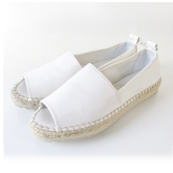 Dkny White Open Toe Espadrille Shoes 